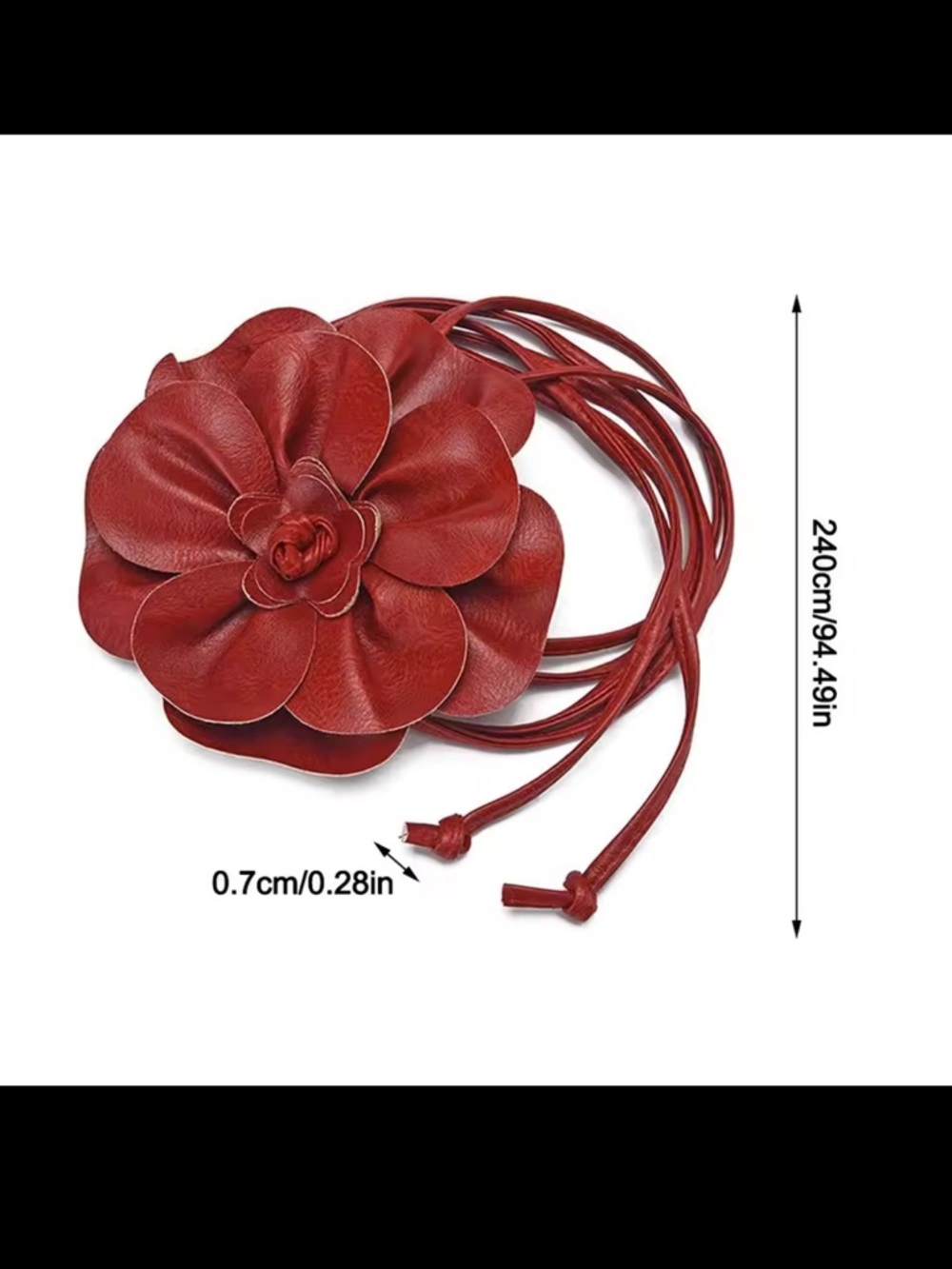 Red Floral Leather Waist Belt Beautiful Look - Picture 2 of 6